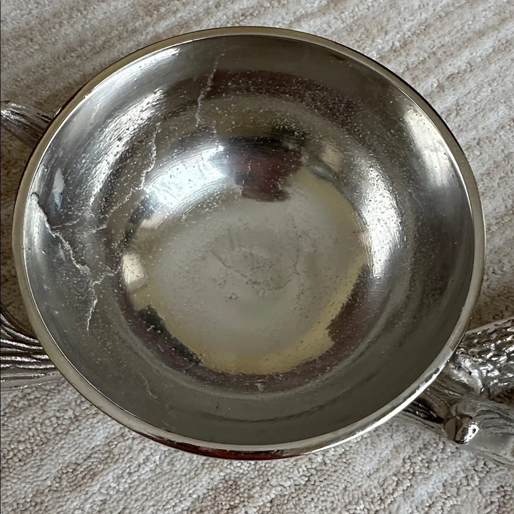 Antler Base Pedestal 2 Bowl Silver Dish Decor